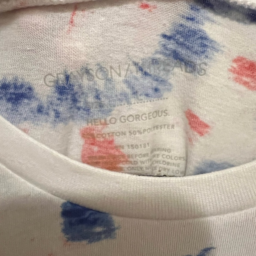 Women's USA Short Sleeve Graphic T-Shirt - White Tie-Dye L - Picture 4 of 5